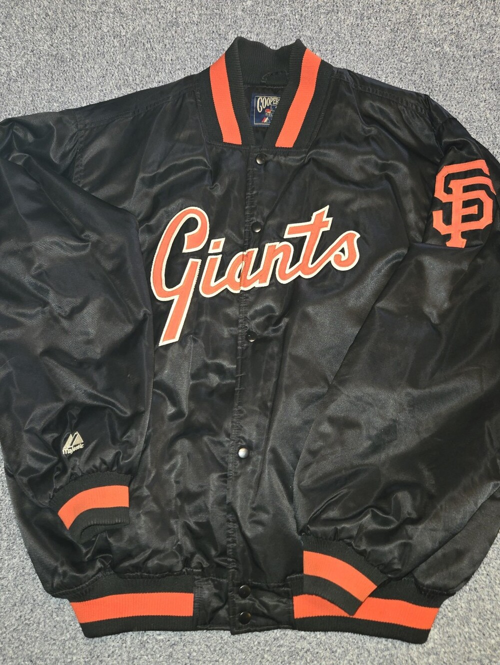 Vintage San Francisco Giants Majestic Cooperstown Satin Jacket XL Black Orange M